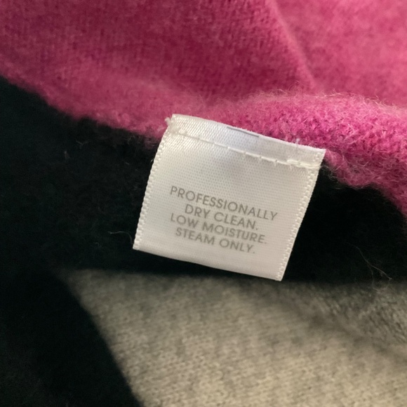 Charter club cashmere 2-ply color blocked cardigan sweater pink/grey w/ flaw - Picture 5 of 12
